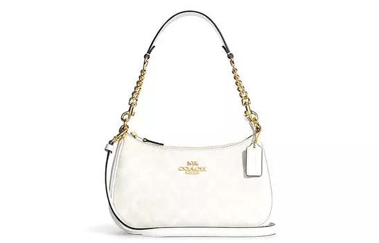 COACH Сумка через плечо Teri 25 Monogram, женская, белого цвета, среднего размера