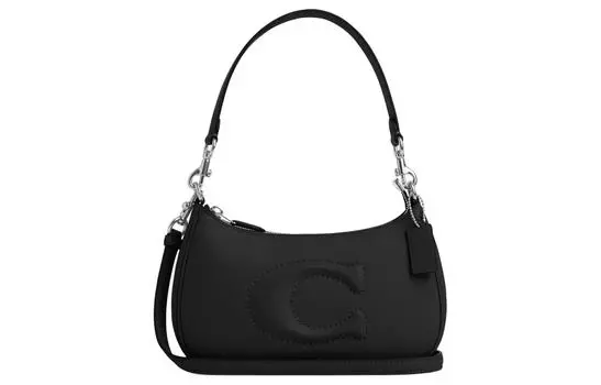 COACH Сумка через плечо Teri из гладкой кожи, женская, среднего размера, серебристо-черного цвета