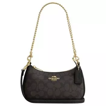 COACH Сумка через плечо Teri из искусственной кожи, женская, черного цвета, небольшого размера
