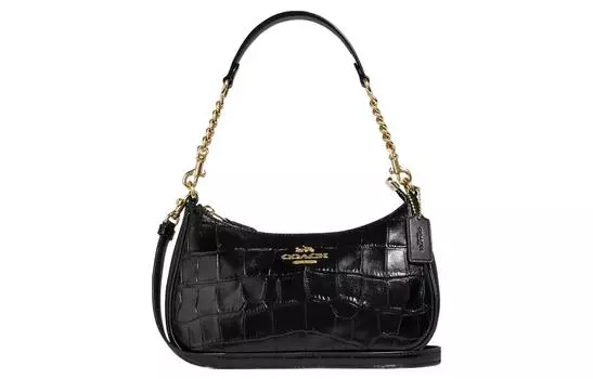 COACH Сумка через плечо Teri из тисненой кожи с крокодиловым узором, женская, однотонная, черная
