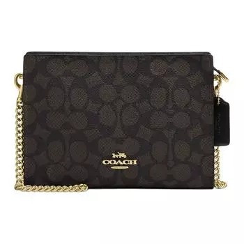 COACH Сумка через плечо Trumpets из холщовой ткани с покрытием, женская, орехового и черного цветов
