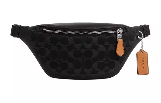 COACH Сумка через плечо Warren Fabric с коровьей кожей, мини-сумка унисекс, угольно-черная