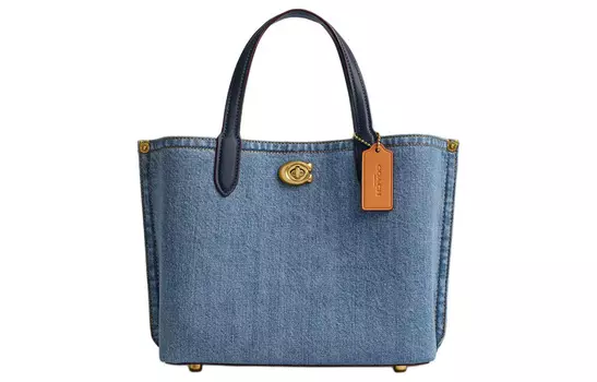 COACH Сумка через плечо Willow Denim, женская, среднего размера, цвета латуни и индиго