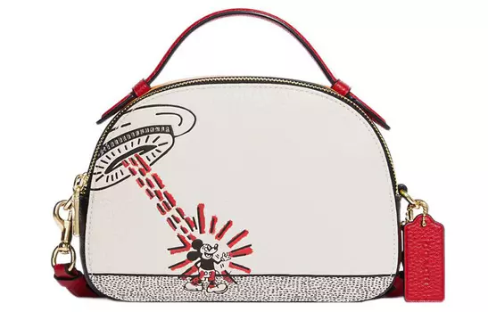 COACH Сумка через плечо X Disney Collaboration X Keith Haring Serena из шагреневой кожи, женская, белого цвета, небольшого размера