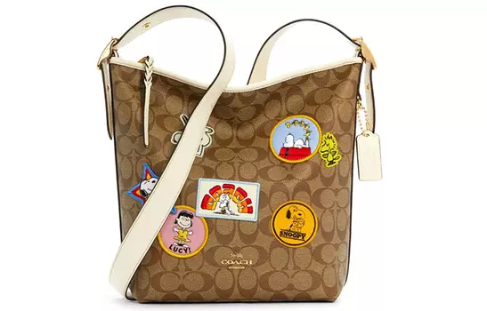 COACH Сумка через плечо X Snoopy Collaboration из холста и кожи, женская, цвет хаки