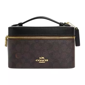COACH Сумка Coated Canvas Makeup Bag Handbag Trumpets Women's Walnut & Black