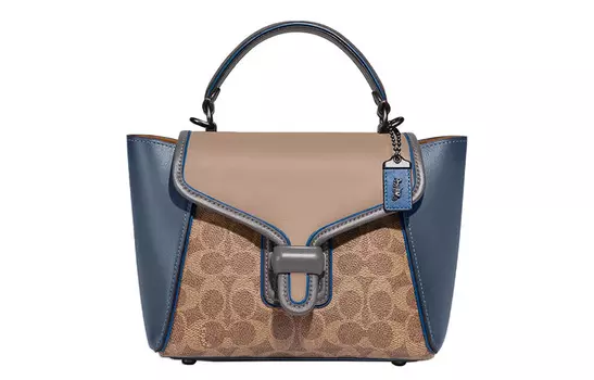 COACH Сумка Courier из коровьей кожи, сумка через плечо, женская, коричневая, желтая, синяя