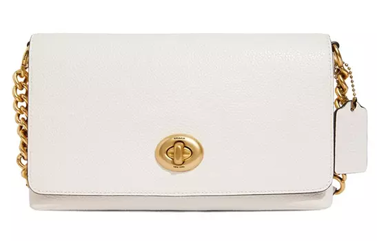COACH Сумка Crosstown из зернистой кожи, квадратная, среднего размера, женская, белого цвета