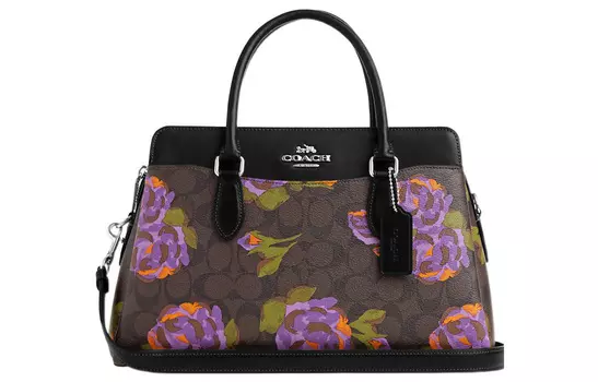 COACH Сумка Darcie Canvas с кожаным куполом, сумка через плечо, сумка-туба, женская, коричневая