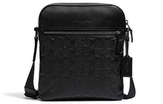 COACH Сумка для авиаперелетов Houston Cow Leather, сумка на плечо, сумка через плечо, мужская, черного цвета, среднего размера