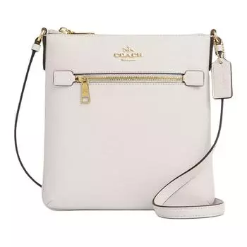 COACH Сумка для документов из кожи, через плечо, мини, женская, меловая, белая