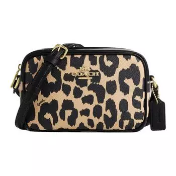 COACH Сумка для фотоаппарата Jamie Coated Canvas, сумка через плечо, мини-сумка через плечо для женщин с леопардовым принтом
