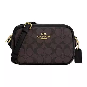 COACH Сумка для фотоаппарата Jamie Coated Canvas, сумка через плечо, маленькая, женская, золотисто-коричневого и черного цветов