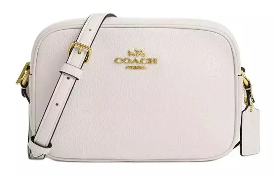 COACH Сумка для фотоаппарата Jamie Refined Pebble Pattern из кожи, сумка на плечо, маленькая женская, золотисто-мелово-белая