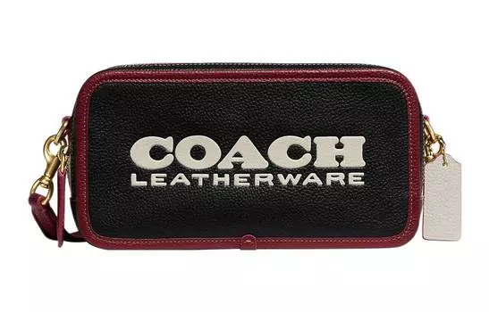 COACH Сумка для фотоаппарата Kia из натуральной шагреневой кожи, сумка через плечо, женская, черная