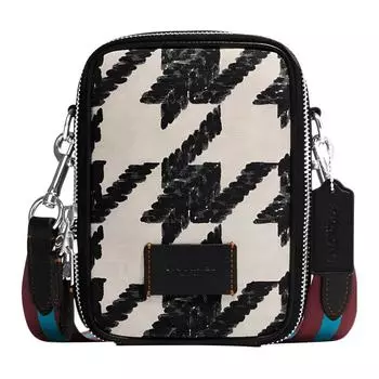 COACH Сумка для фотоаппарата Stanton Canvas Leather, сумка через плечо, женская, черно-белая