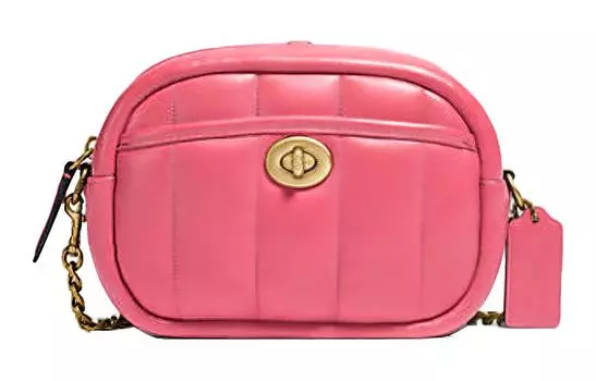COACH Сумка для камеры из кожи квадратной формы, через плечо, небольшого размера, женская, розового цвета