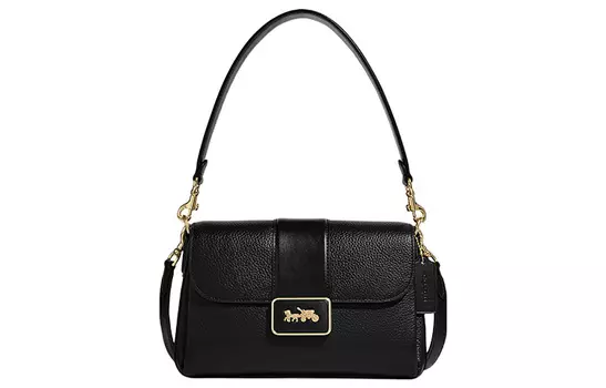 COACH Сумка для маджонга Grace Leather, портативная сумка через плечо, женская, среднего размера, черная