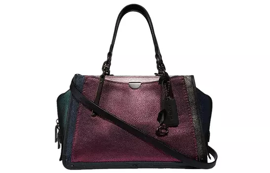COACH Сумка Dreamer из блестящей разноцветной кожи, через плечо, большого размера, женская, металлическая, розовая