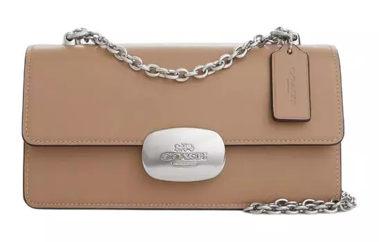 COACH Сумка Eliza из телячьей кожи, среднего размера, женская, серебристо-серого цвета
