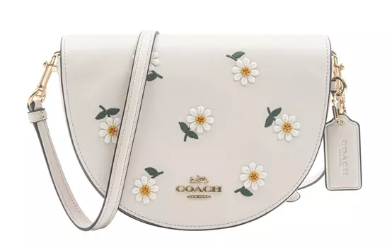 COACH Сумка Ellen Leather с вышивкой, сумка через плечо, сумка-седло, сумка через плечо, женская, белая, Trumpets