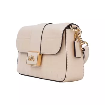 COACH Сумка Grace из тисненой кожи с крокодиловым принтом, женская, мини-сумка через плечо, цвет слоновой кости и белого цвета