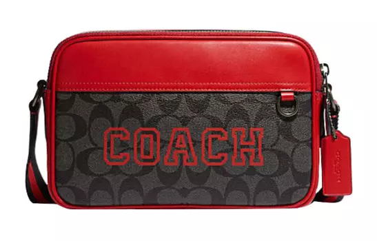 COACH Сумка Graham Canvas с кожаным ремешком, через плечо, мужская, среднего размера, красная