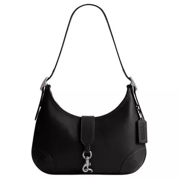 COACH Сумка-хобо из кожи Hamptons, женская, через плечо, большого размера, черная