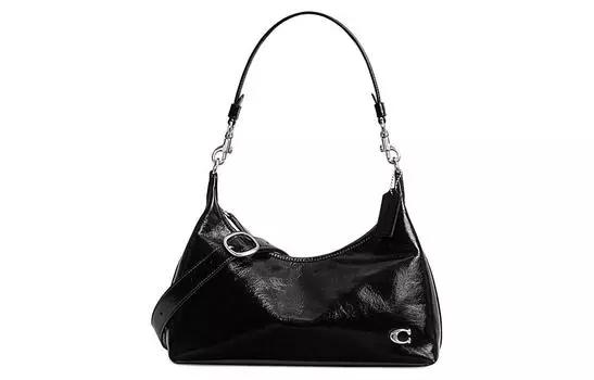 COACH Сумка-хобо Juliet из глянцевой коровьей кожи, через плечо, большого размера, женская, черного цвета