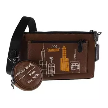 COACH Сумка Holden Leather через плечо, мужская, коричневая, от Jean Michel Basquiat Collaboration