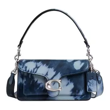 COACH Сумка из гладкой кожи полосатого цвета, сумка на плечо, женская, цвета античного никеля и морской синевы