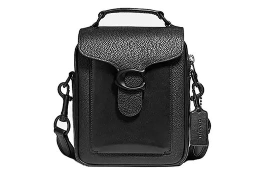 COACH Сумка из искусственной кожи в полоску, сумка на плечо, мужская сумка Trumpets, черная