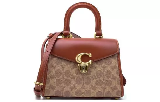 COACH Сумка из коровьей кожи, через плечо, маленькая женская, бордового и коричневого цвета