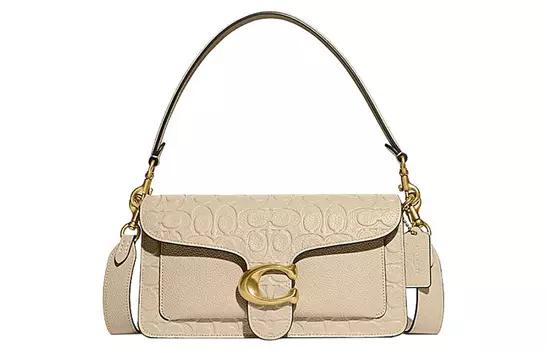 COACH Сумка из коровьей кожи, через плечо, среднего размера, женская, цвета слоновой кости и белого цвета