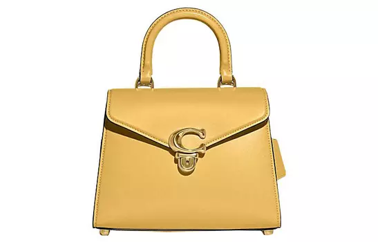 COACH Сумка из коровьей кожи, сумка через плечо, женская, среднего размера, желтого цвета