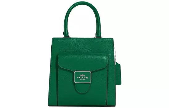 COACH Сумка из кожи Pepper, маленькая квадратная сумка через плечо, женская, зеленого цвета