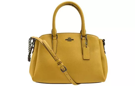 COACH Сумка из кожи шалфея, сумка через плечо, женская среднего размера, рыжевато-желтого цвета