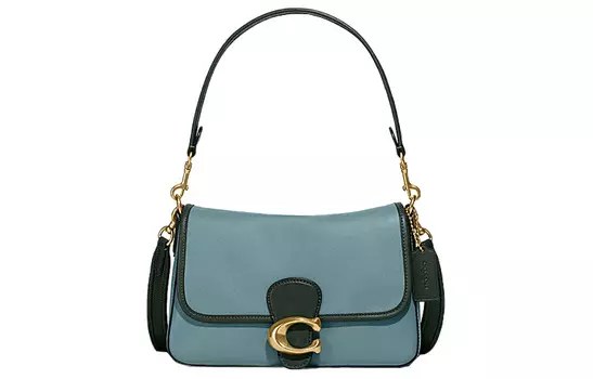 COACH Сумка из мягкой полосатой коровьей кожи, сумка через плечо, сумка на плечо, мягкая женская сумка на плечо в европейском стиле, синяя