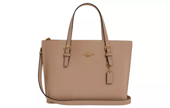 COACH Сумка из натуральной кожи Mollie, сумка через плечо, женская, среднего размера, серо-коричневого цвета