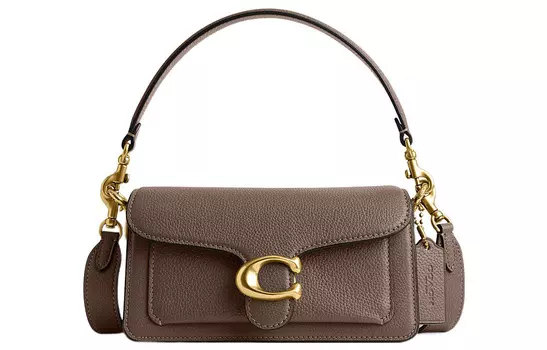 COACH Сумка из полосатой кожи, сумка на плечо, сумка через плечо, маленькая женская, коричневого цвета