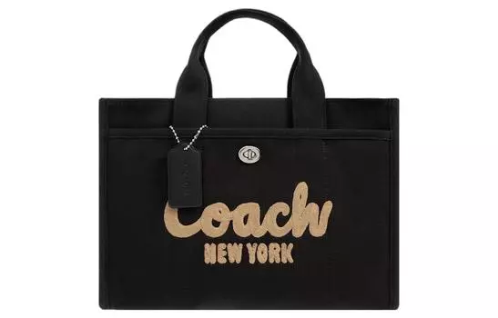 COACH Сумка-карго из ткани, холщовая, наплечная сумка, сумка через плечо, обычная женская, черная