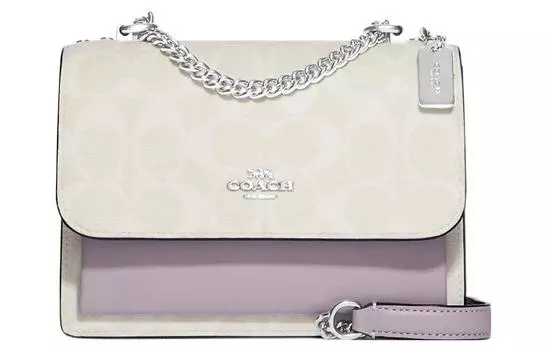 COACH Сумка Klare из холста с кожей, мини-сумка через плечо для женщин, белая и фиолетовая таро