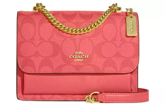 COACH Сумка Klare из ткани с покрытием и кожаной цепочкой, сумка на плечо, мини-сумка через плечо, женская, цвет "Soda Pink"