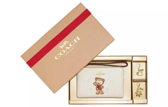 COACH Сумка-клатч из зернистой кожи с угловой молнией, женская, мелово-белая