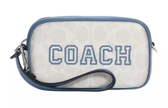 COACH Сумка-клатч Jamie из искусственной кожи, небольшого размера, женская, мелово-белая и индиго цвета
