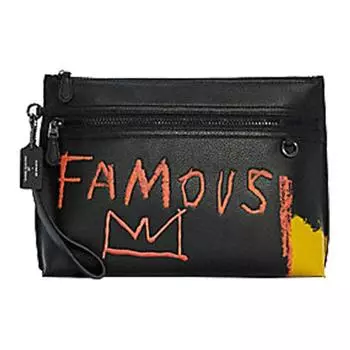 COACH Сумка-клатч на запястье из кожи Basquiat Collaboration, черная, мужская
