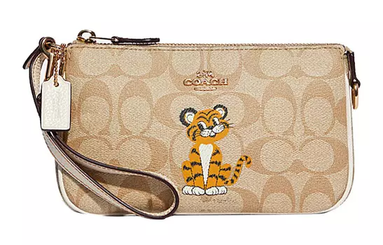 COACH Сумка-клатч Nolita 19 из холщовой ткани с зернистой кожей, небольшого размера, женская, цвета хаки и белого