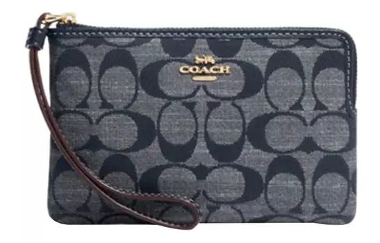COACH Сумка-клатч Nolita Fabric, маленькие, женская, джинсовая, синего цвета
