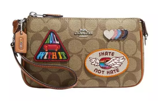COACH Сумка-клатч Nolita Leather Mahjong через плечо, маленькая, женская, коричневого цвета