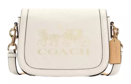 COACH Сумка-кофре, сумка-седло, сумка через плечо, маленькая женская белая кожаная сумка